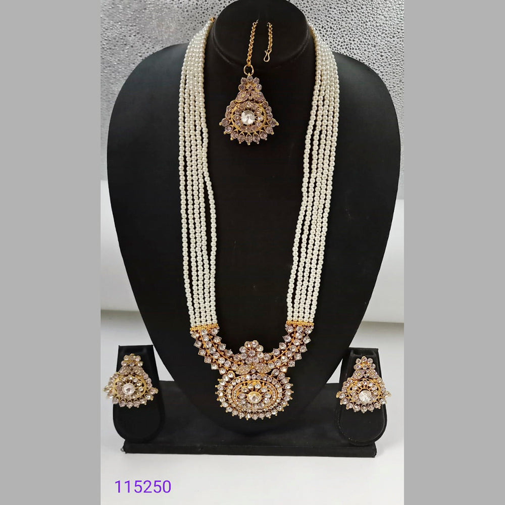 Padmawati Bangles Austrian Stone And Beads Gold Plated Long Necklace Set