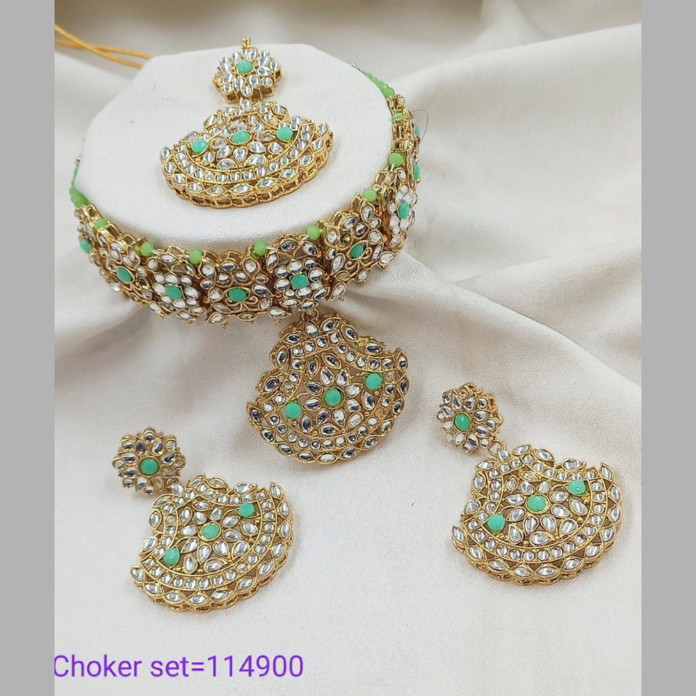 Padmawati Bangles Kundan Stone Gold Plated Choker Necklace Set