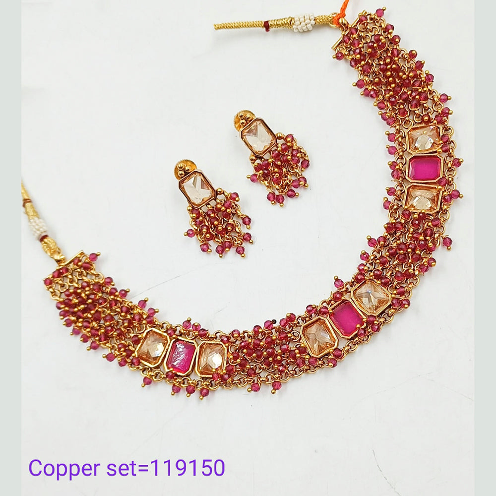 Padmawati Bangles Crystal Stone & Pearl Copper Necklace Set