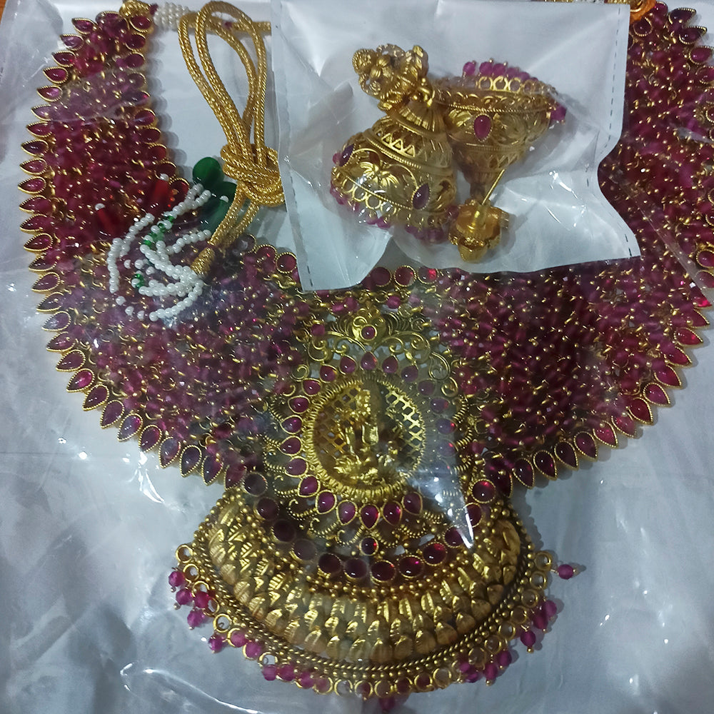 Padmawati Bangles Pota Stone And Pearl Copper Choker Necklace Set