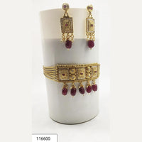 Padmawati Bangles Gold Plated Brown And Maroon Austrian Stone Necklace Set - PBNECK81