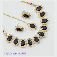 Padmawati Bangles Crystal Stone & Pearl Gold Plated Choker Necklace Set