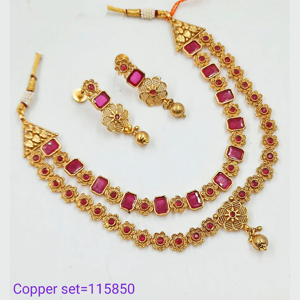 Padmawati Bangles Crystal Stone Copper Necklace Set