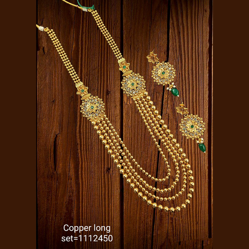 Padmawati Bangles Pota Stone Gold Plated Long Necklace Set
