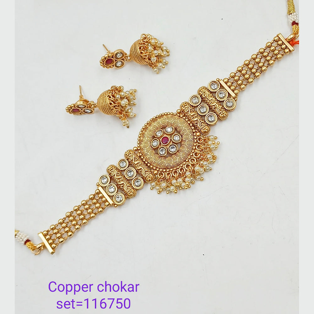 Padmawati Bangles Ad Stone Copper Choker Necklace Set