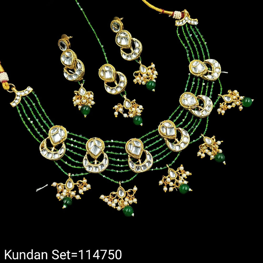 Padmawati Bangles Kundan Stone & Beads Gold Plated Choker Necklace Set