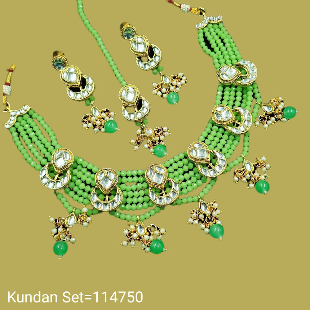 Padmawati Bangles Kundan Stone & Beads Gold Plated Choker Necklace Set