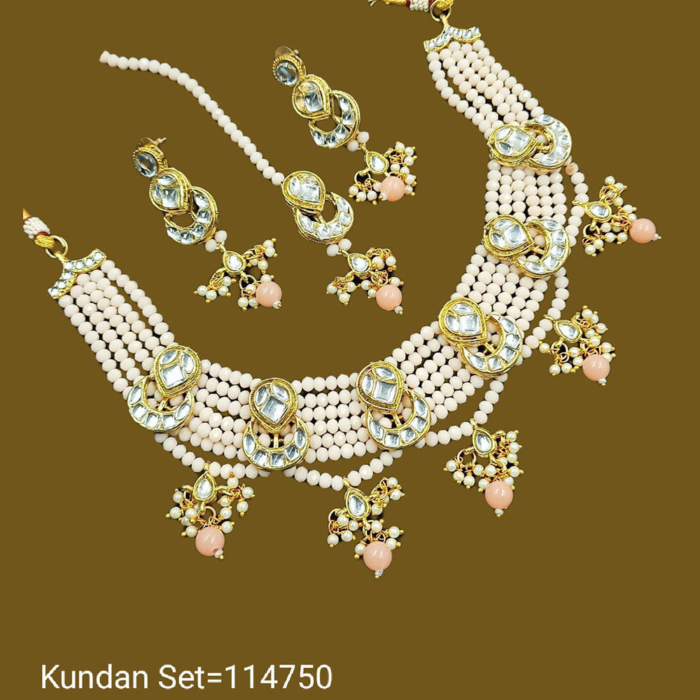 Padmawati Bangles Kundan Stone & Beads Gold Plated Choker Necklace Set