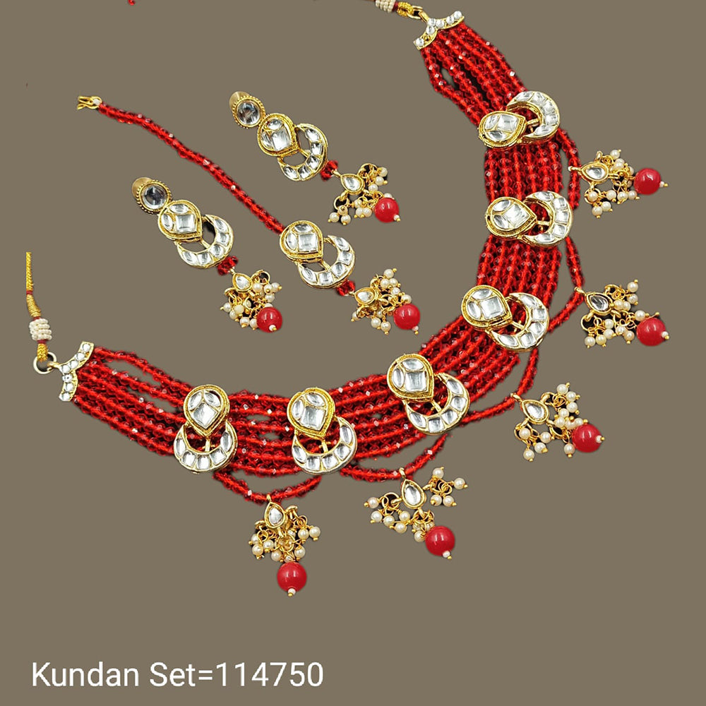 Padmawati Bangles Kundan Stone & Beads Gold Plated Choker Necklace Set