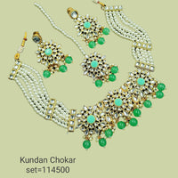 Padmawati Bangles Kundan Stone & Beads Gold Plated Choker Necklace Set