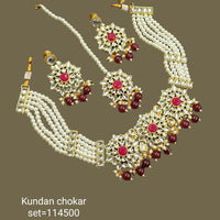 Padmawati Bangles Kundan Stone & Beads Gold Plated Choker Necklace Set