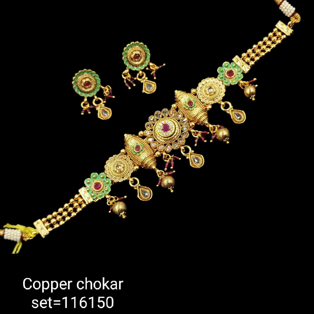 Padmawati Bangles Pota Stone & Meenakari Copper Necklace Set