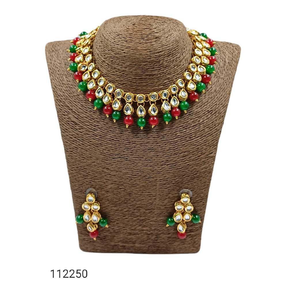 Padmawati Bangles Gold Plated Kundan Stone & Beads Necklace Set