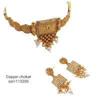 Padmawati Bangles Copper Kundan Stone & Beads Necklace Set