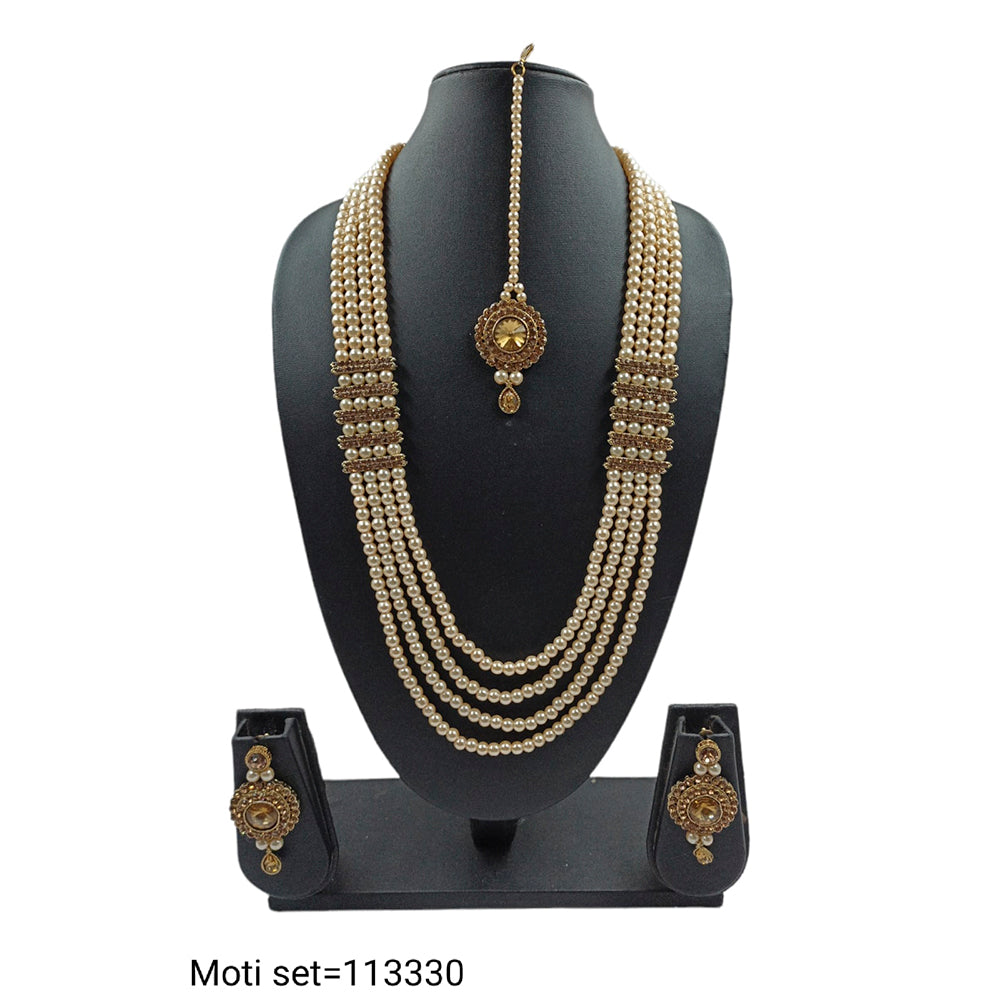 Padmawati Bangles Austrian Stone And Pearl Necklace Set