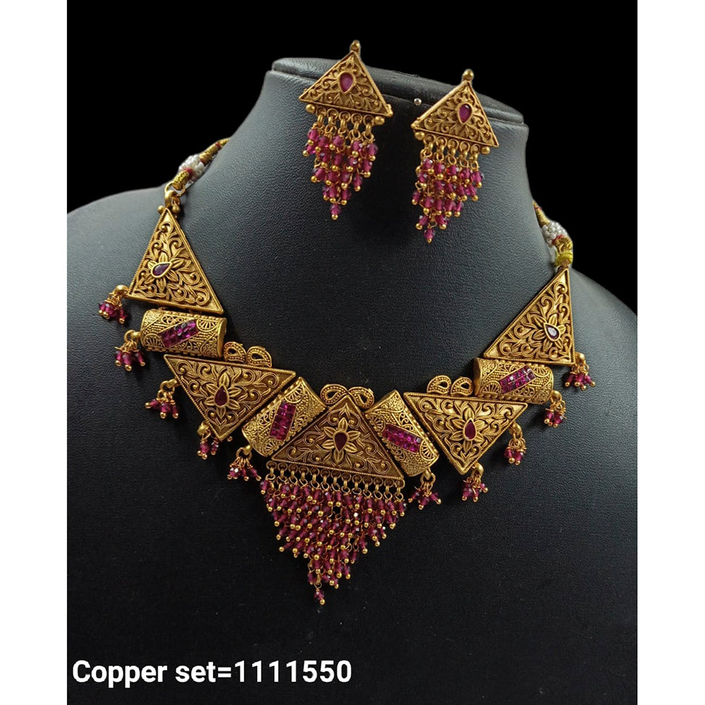 Padmawati Bangles Copper Pearl & Kundan Stone Necklace Set