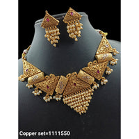 Padmawati Bangles Copper Pearl & Kundan Stone Necklace Set