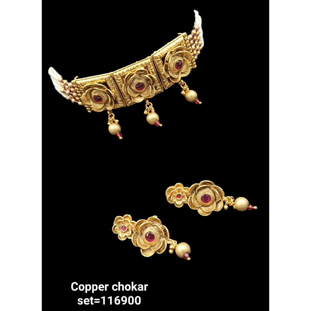 Padmawati Bangles Copper Kundan Stone Necklace Set