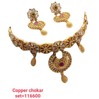 Padmawati Bangles Crystal Stone Copper Choker Necklace Set