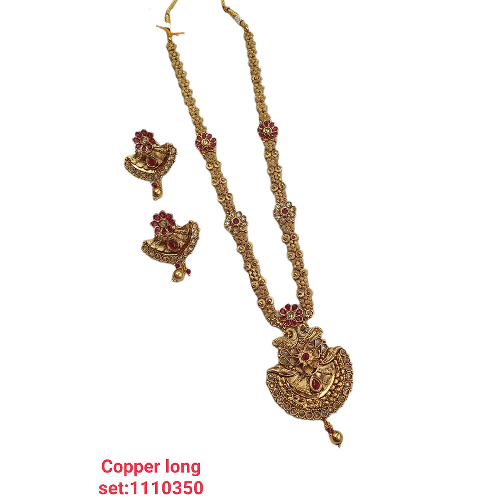 Padmawati Bangles Pota Stone Copper Long Necklace Set