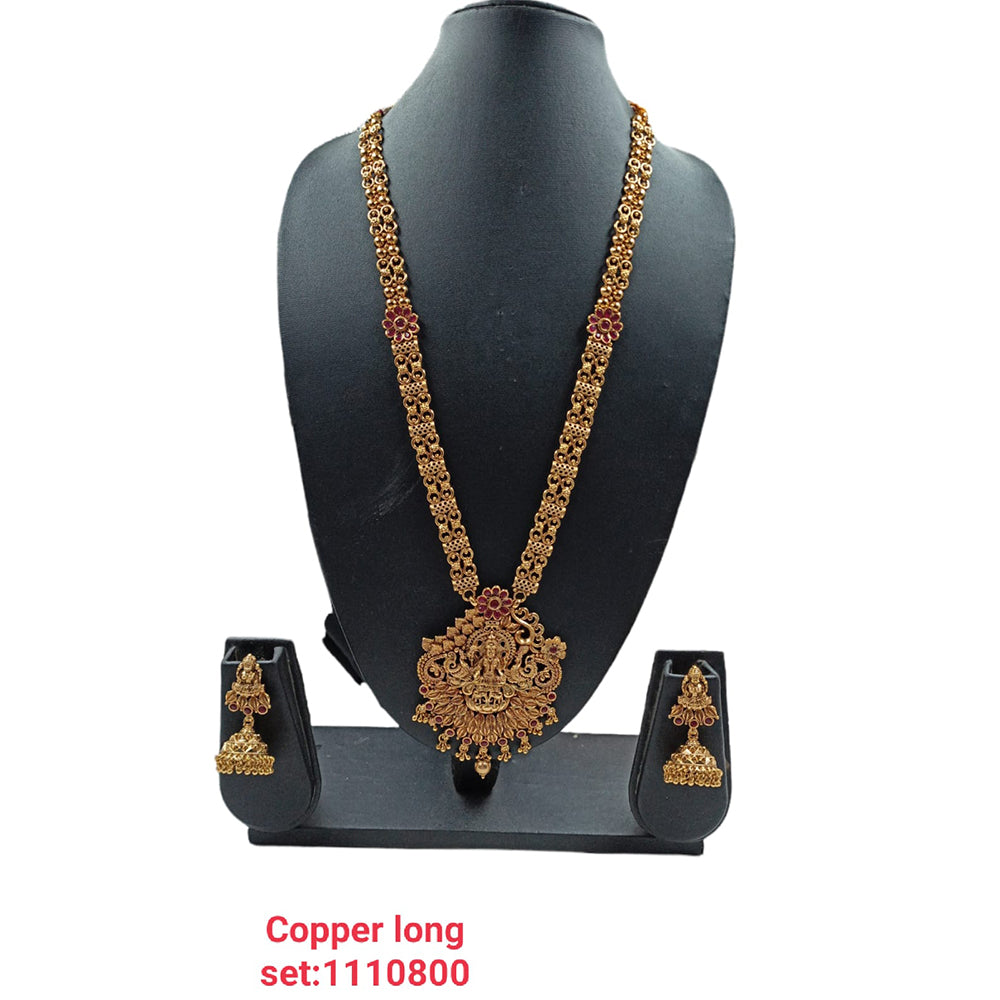 Padmawati Bangles Pota Stone Copper Long Necklace Set