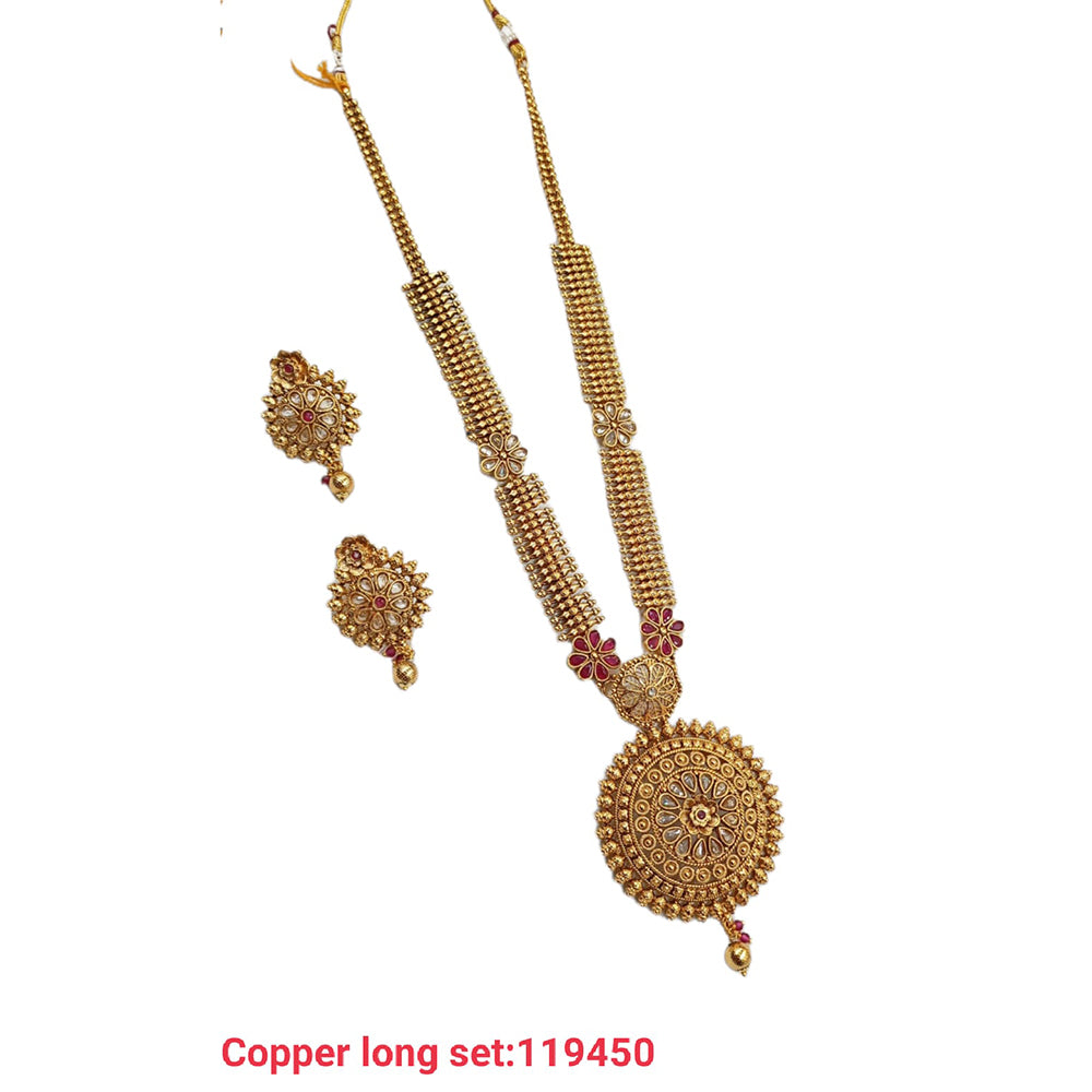 Padmawati Bangles Kundan Stone Copper Long Necklace Set