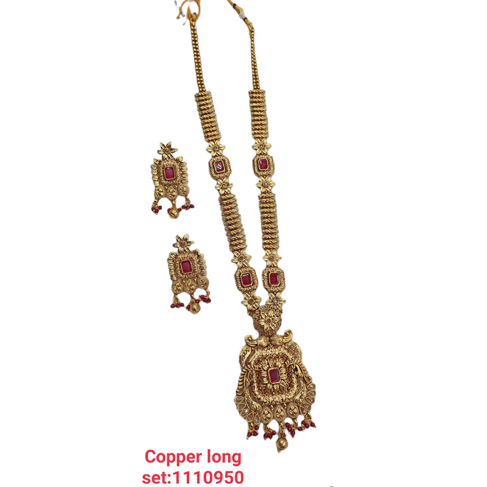 Padmawati Bangles Pota Stone Copper Long Necklace Set