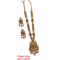 Padmawati Bangles Pota Stone Copper Long Necklace Set