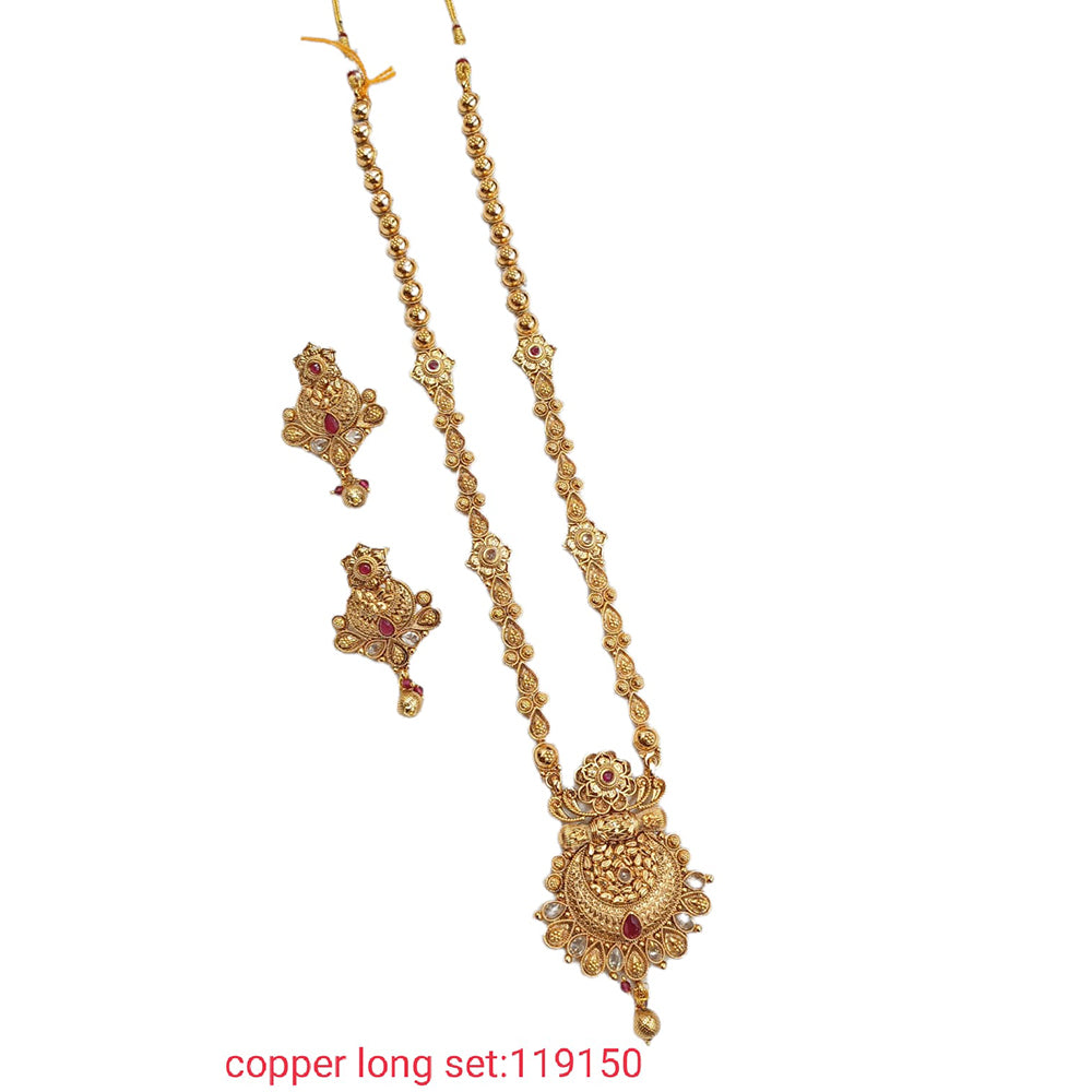 Padmawati Bangles Pota Stone Copper Long Necklace Set