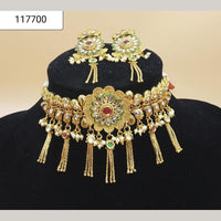 Padmawati Bangles Gold Plated Green Meenakari And Kundan Choker Necklace Set - PBNECK97