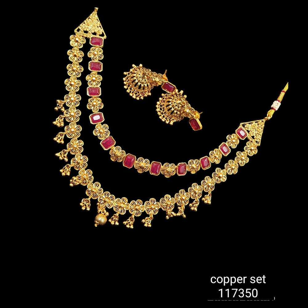 Padmawati Bangles Copper Crystal Stone Necklace Set