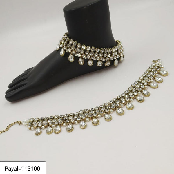 Padmawati Bangles Gold Plated White Austrian Payal - PBP04