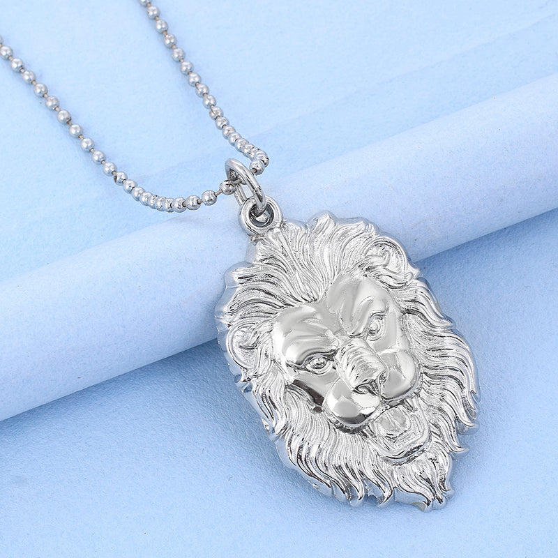 Missmister Brass Silver Plated Lion Narsimha Tiger Head Narsingh Hindu Spiritual Chain Pendant For Men (Pcaj3024-Silver)