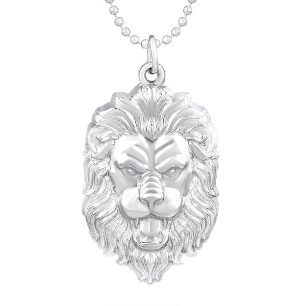 Missmister Brass Silver Plated Lion Narsimha Tiger Head Narsingh Hindu Spiritual Chain Pendant For Men (Pcaj3024-Silver)