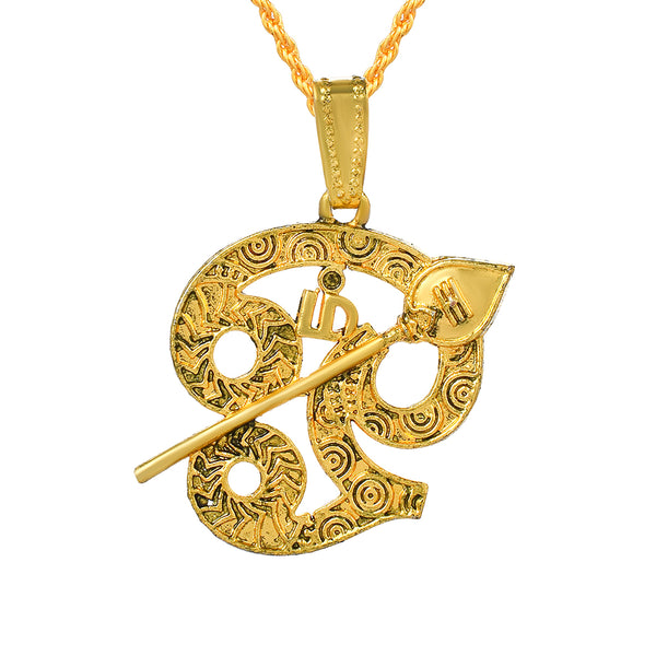 Missmister Brass Gold Plated Tamil Om Spiritual Hindu Chain Pendant Men Women (Pckl0502)