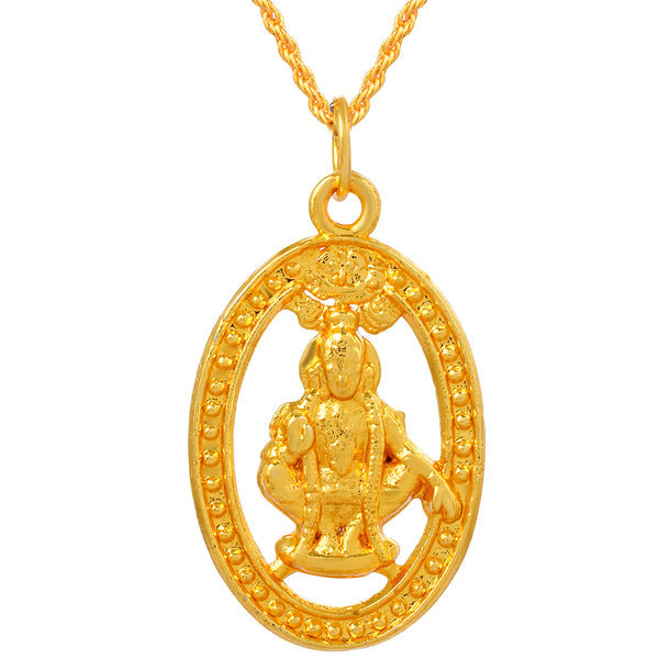 Missmister Brass Gold Plated Lord Ayyappa South India God Chain Pendant Hindu Temple Jewellery Men Women (Pckl0515)