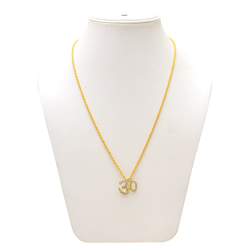 Missmister Pack Of 12 Gold Plated Austrian Stone Om Chain Pendant   - PCKL0530