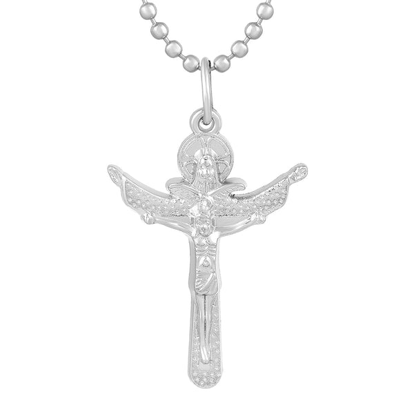 Missmister Pack Of 12 Silver Plated Jesus Flying To Heaven Cross Chain Pendant   - PCKL7717
