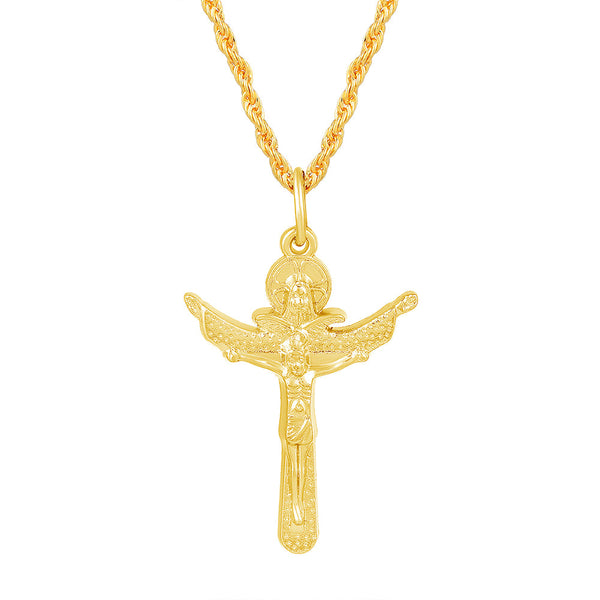 Missmister Pack Of 12 Gold Plated Jesus Flying To Heaven Cross Chain Pendant   - PCKL7749