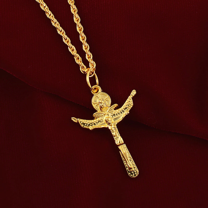 Missmister Pack Of 12 Gold Plated Jesus Flying To Heaven Cross Chain Pendant   - PCKL7749