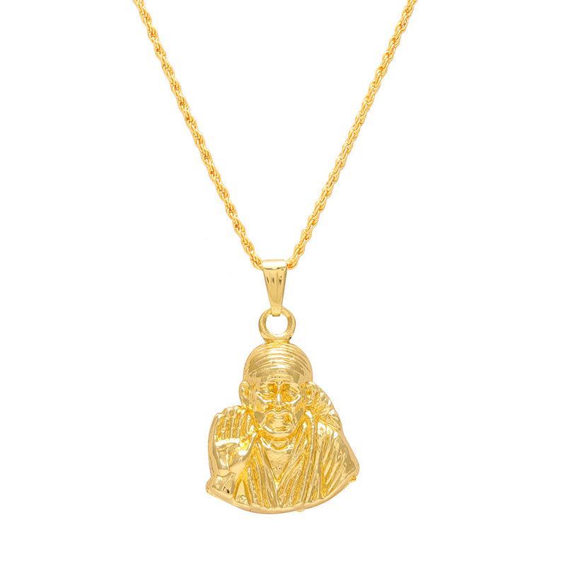 Missmister Pack Of 12 Gold Plated Shirdi Saibaba Chain Pendant  - PCMI5608