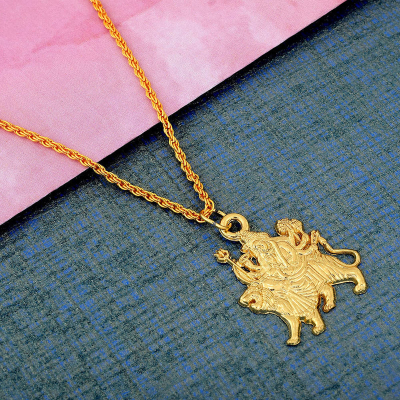 Missmister Pack Of 12 Gold Plated Durga Chain Pendant  - PCMI5648