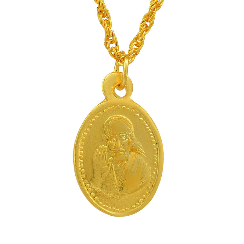 Missmister Pack Of 12 Gold Plated Sai And Om Reversible Chain Pendant   - PCMI5668
