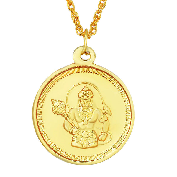 Missmister Pack Of 12 Gold Plated Coin Reversible Hanuman Bajrang Bali Chain  Pendant  - PCNI8121