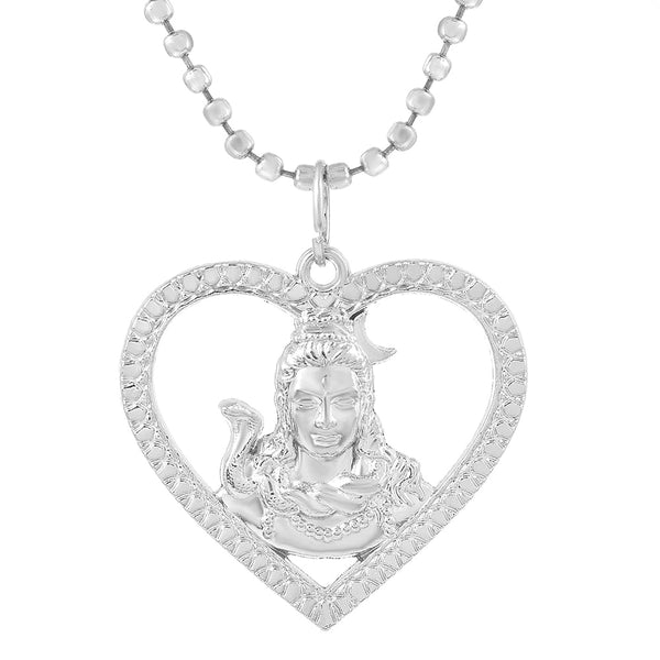 Missmister Pack Of 12 Silver Plated Shiv In Heart Mahadev Shankar Chain Pendant  - PCNI8167