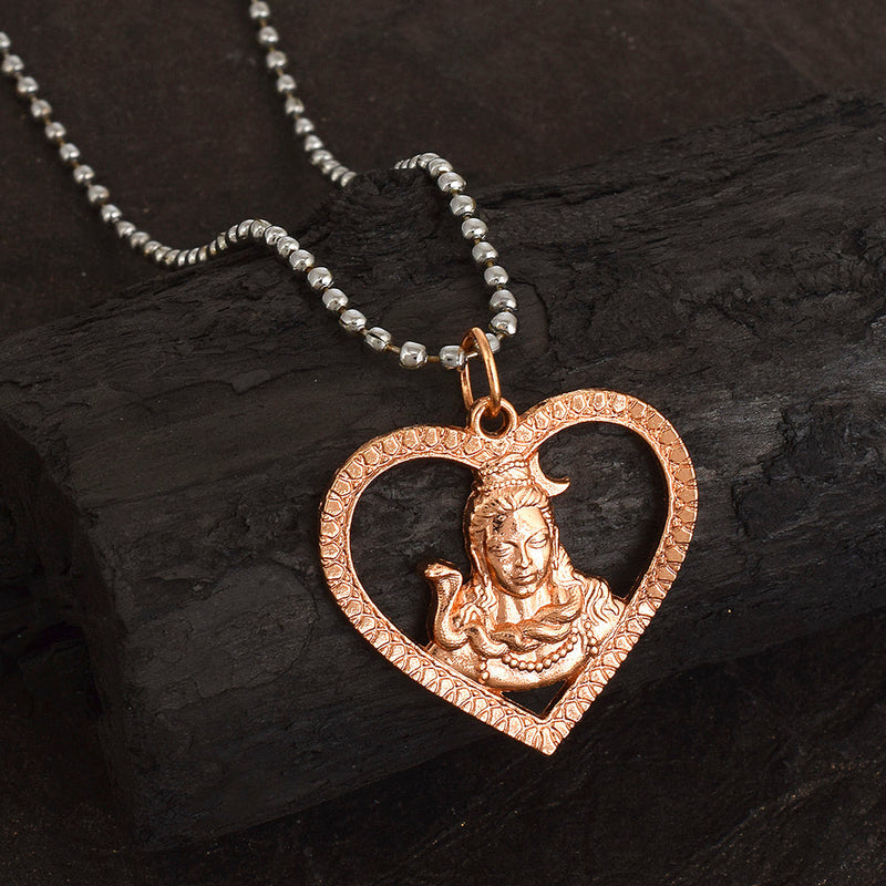 Missmister Pack Of 12 Rose Gold  Plated Shiv In Heart Mahadev Shankar Chain Pendant   - PCNI8168