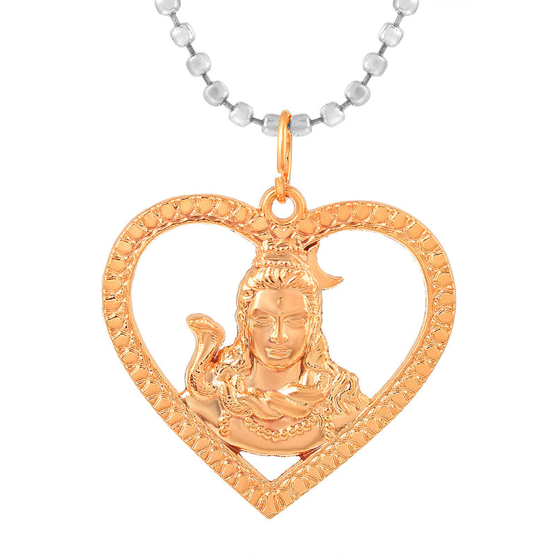 Missmister Pack Of 12 Rose Gold  Plated Shiv In Heart Mahadev Shankar Chain Pendant   - PCNI8168