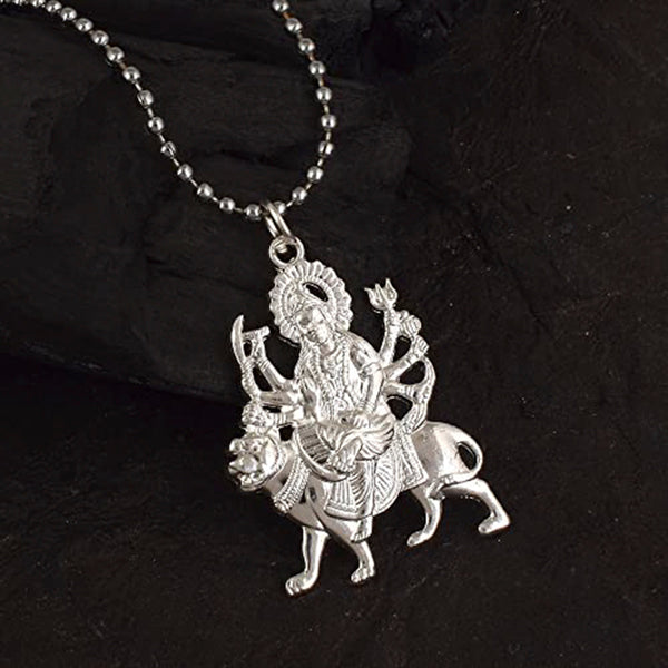 Missmister Pack Of 12 Silver Plated Vaishno Mata Kaali Maa Sherawali Durga Chain Pendant   - PCNI8198