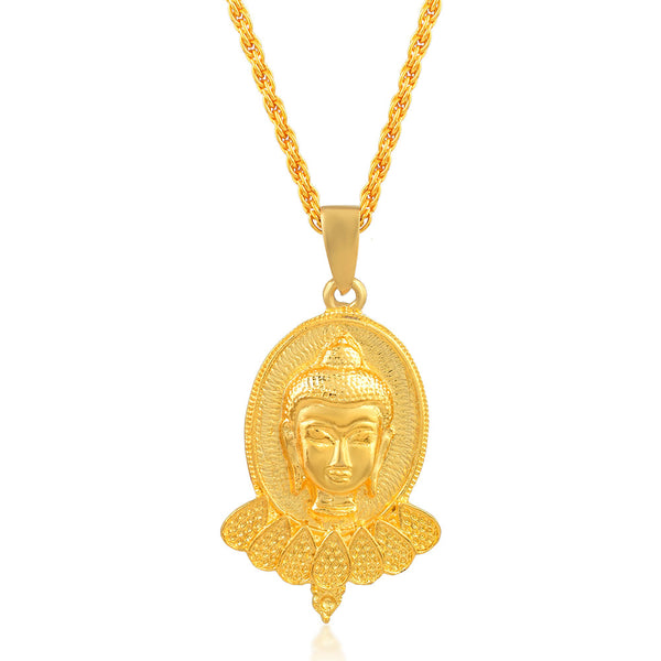 Missmister Pack Of 12 Gold Plated Lord Budhha Spiritual Chain Pendant    - PCOM4418