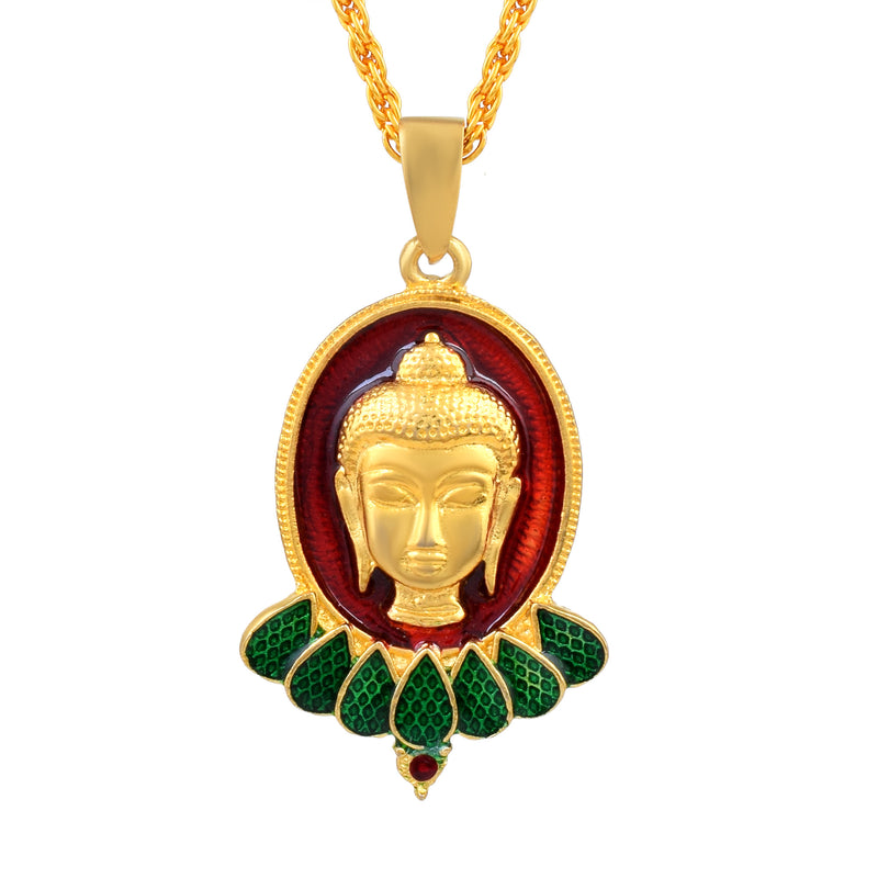 Missmister Brass Gold Plated Red Halo Lord Buddha Pendant Men Jewellery Women Pendant (Pcom4425)